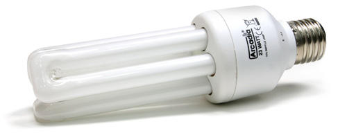 A compact 23w light lamp bulb.