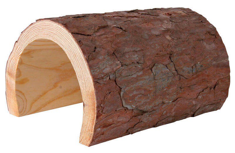 Bark tunnel designed to look like a hollowed out tree.